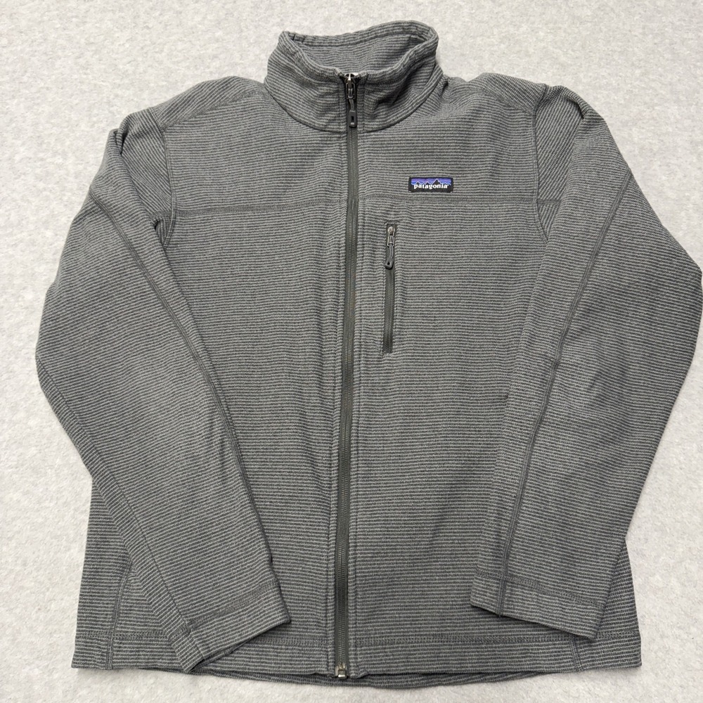 Patagonia Oakes Jacket Mens M Gray Fleece Full Zip Grid Outdoor Hiking